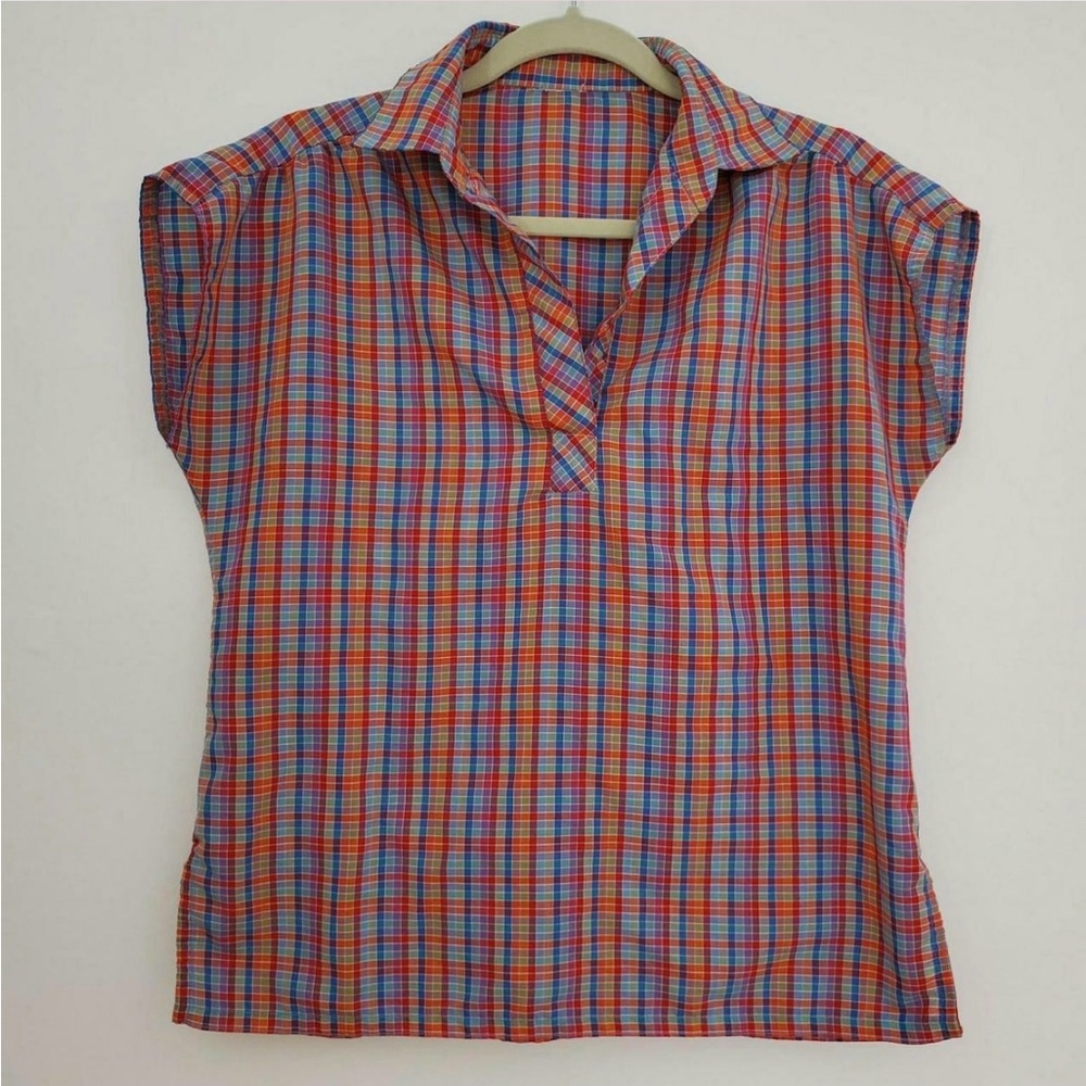 Vintage Plaid Button up Top